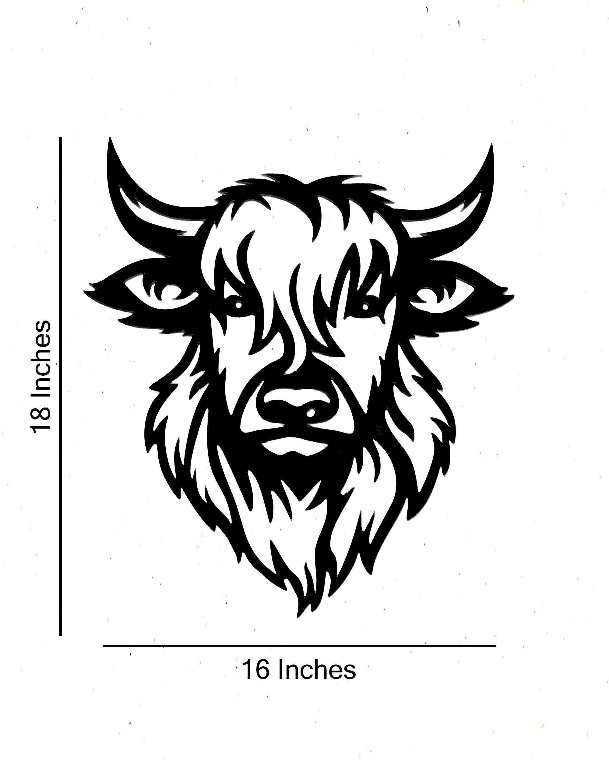 Highland Cow Powder Coated 18x16 Home Accent Metal Artwork – Clover
