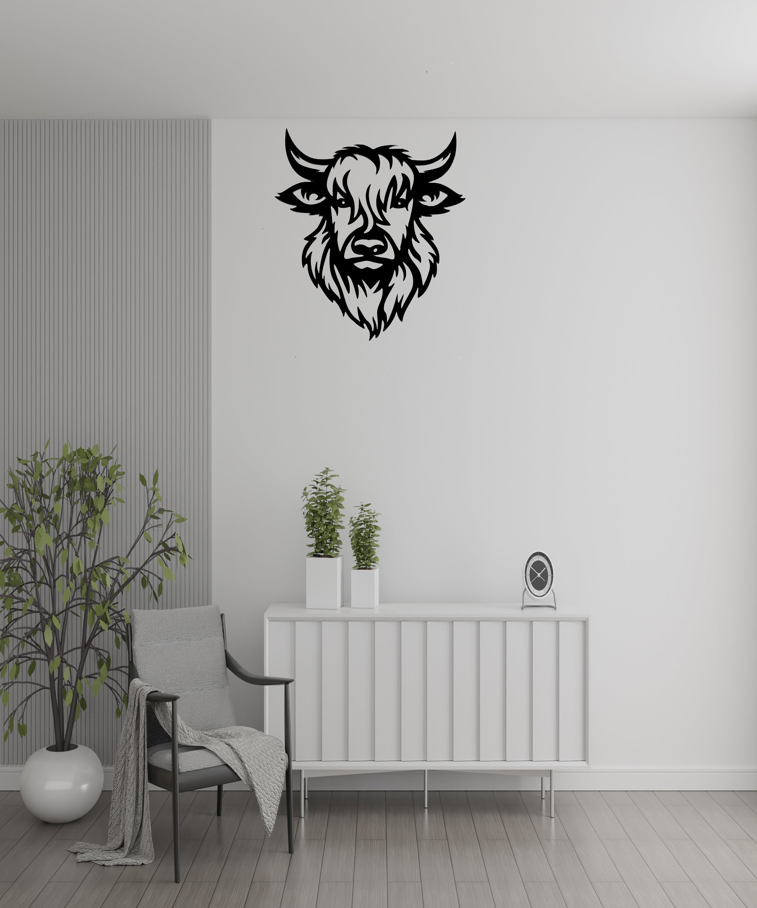 Highland Cow Powder Coated 18x16 Home Accent Metal Artwork – Clover