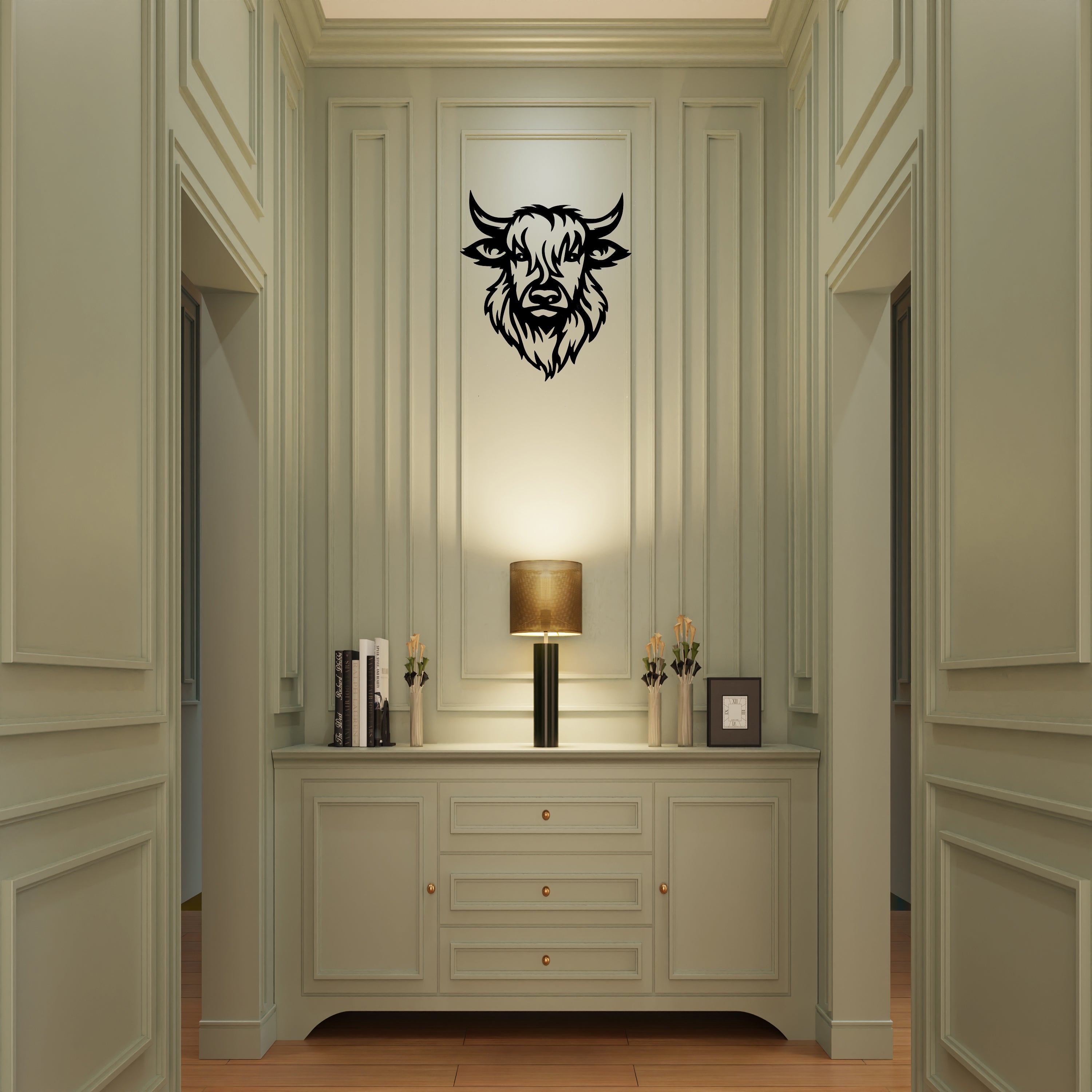 Highland Cow Powder Coated 18x16 Home Accent Metal Artwork – Clover