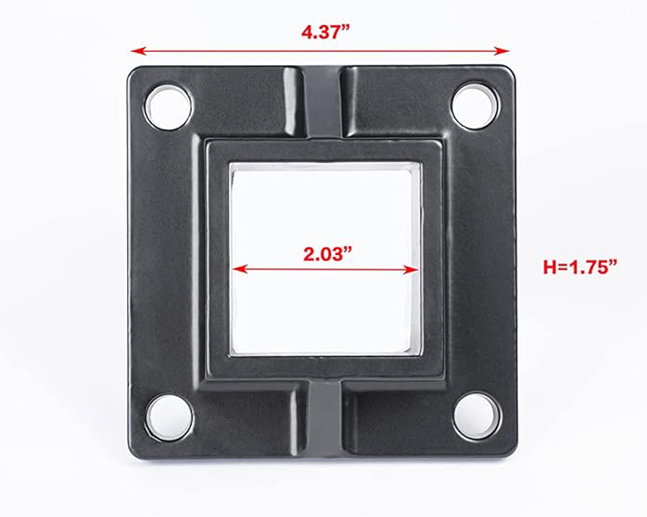 Floor Mount Post Flange for 2" Square Fence Post and Deck Railing, Heavy Duty, Aluminum, Black - Durable and Secure Installation Solution