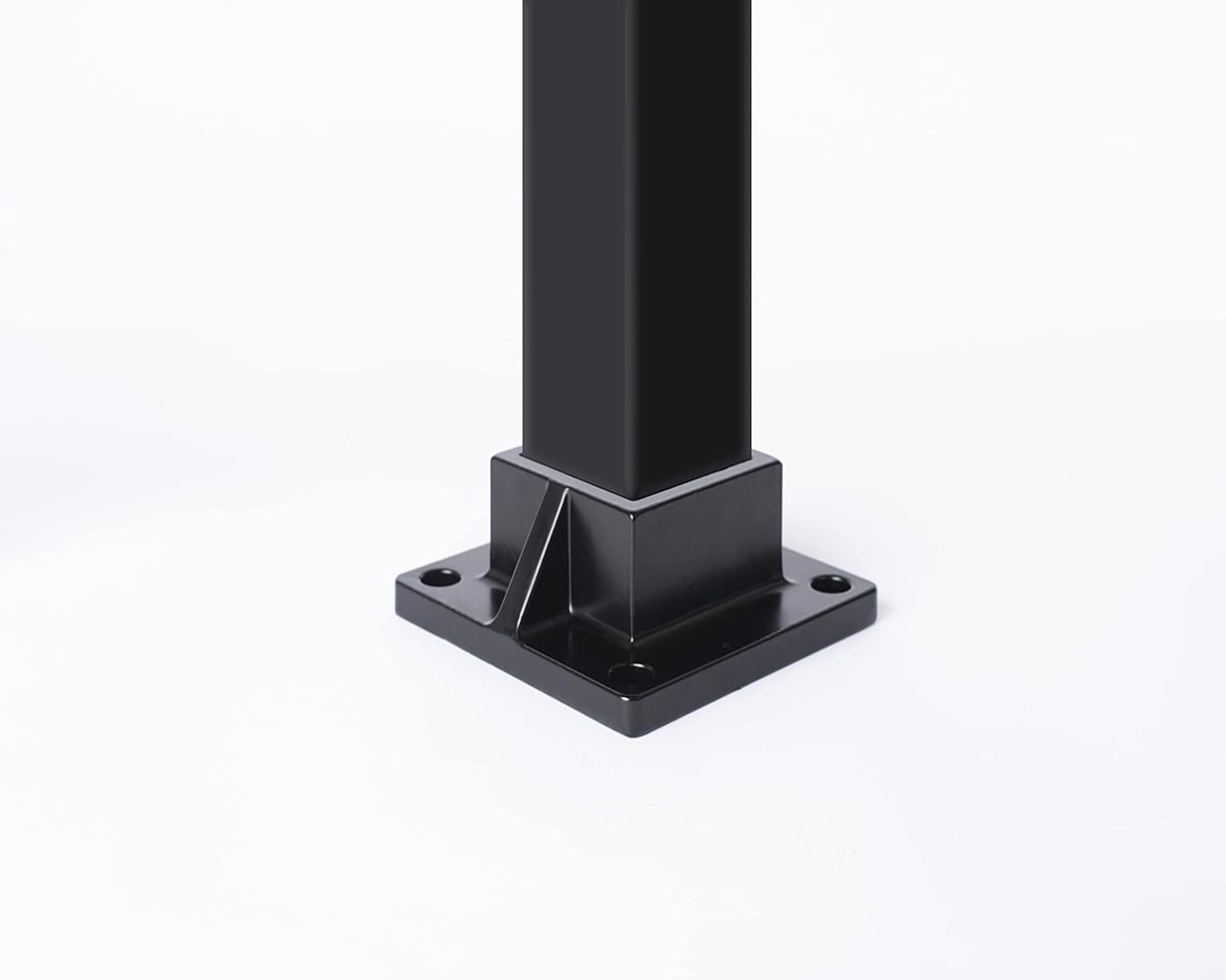 Floor Mount Post Flange for 2" Square Fence Post and Deck Railing, Heavy Duty, Aluminum, Black - Durable and Secure Installation Solution