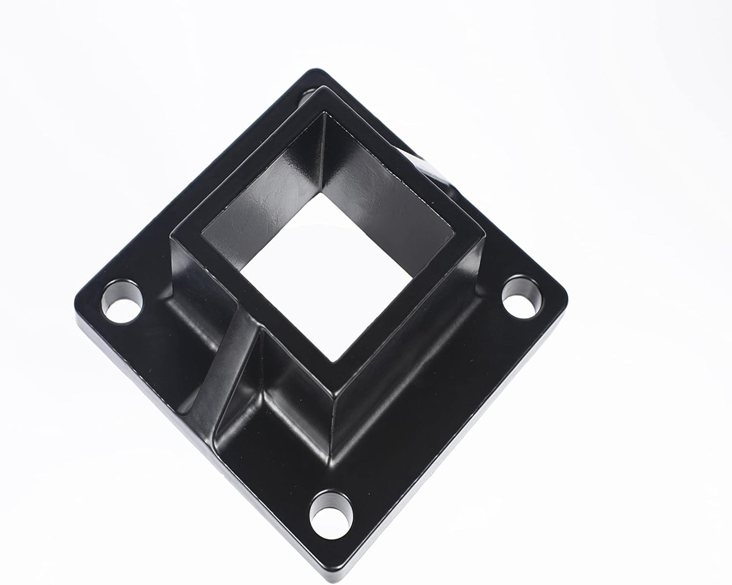 Floor Mount Post Flange for 2" Square Fence Post and Deck Railing, Heavy Duty, Aluminum, Black - Durable and Secure Installation Solution