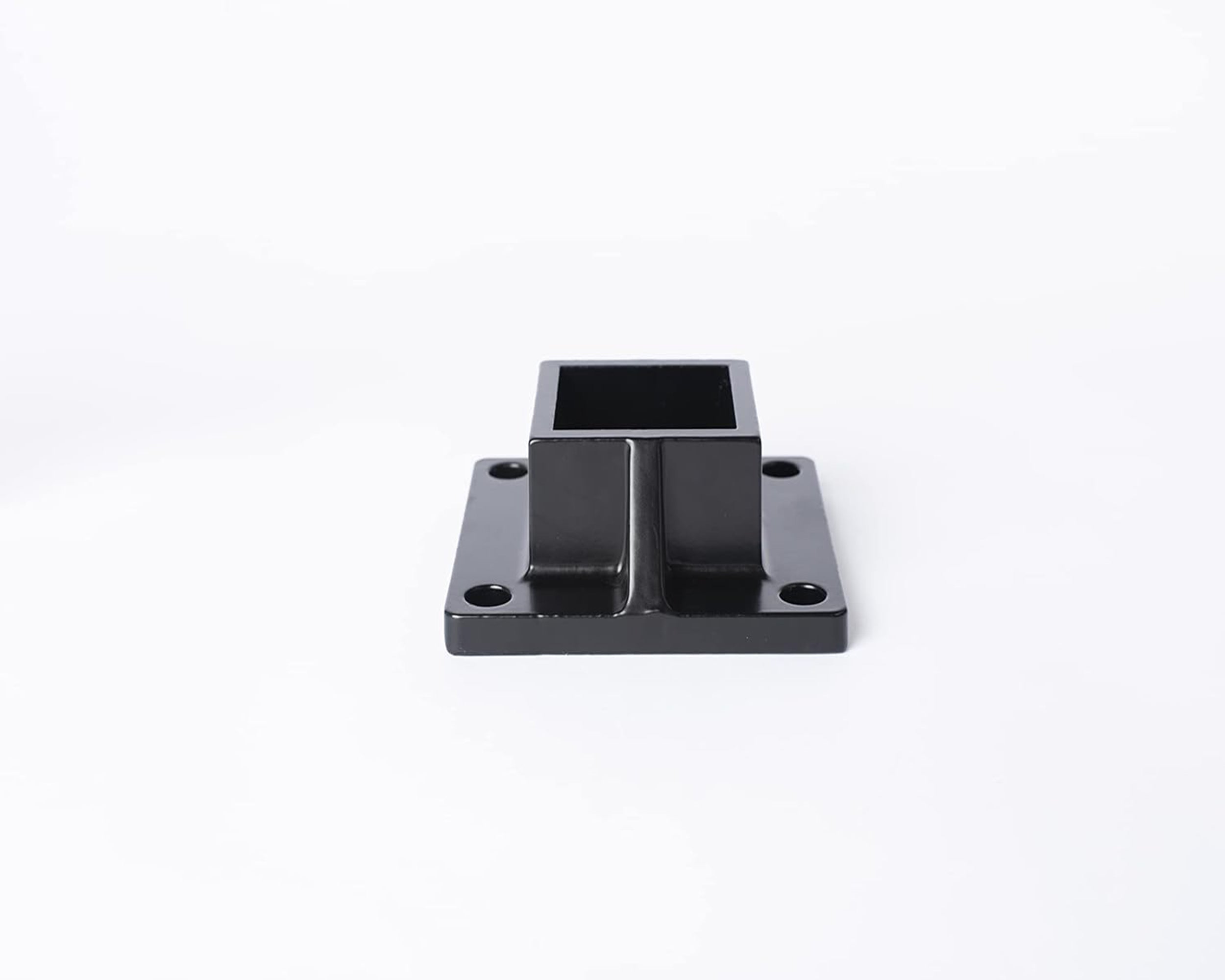 Floor Mount Post Flange for 2" Square Fence Post and Deck Railing, Heavy Duty, Aluminum, Black - Durable and Secure Installation Solution