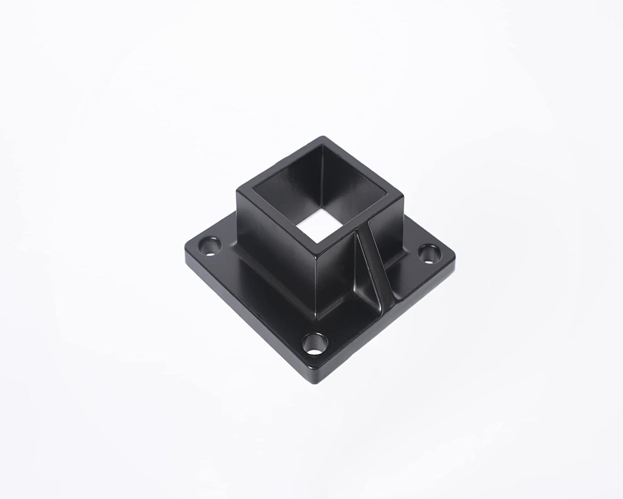 Floor Mount Post Flange for 2" Square Fence Post and Deck Railing, Heavy Duty, Aluminum, Black - Durable and Secure Installation Solution