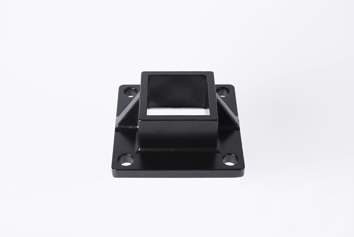 Floor Mount Post Flange for 2" Square Fence Post and Deck Railing, Heavy Duty, Aluminum, Black - Durable and Secure Installation Solution